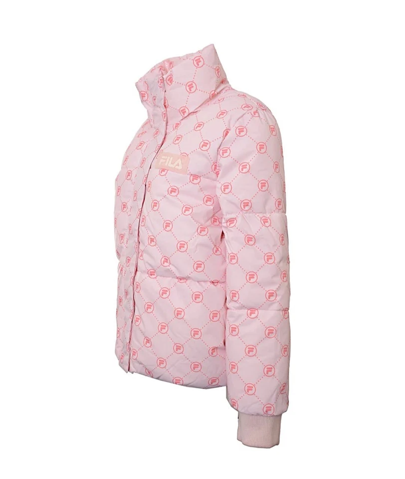 Fila Women's Pink Printed Puffer Jacket With Logo in size Medium - Image 1 of 4