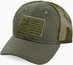 Highland Tactical Mesh Cap, American Flag Trucker Snapback Desert NUOVO - Foto 1 di 4