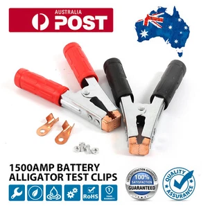 a pair Booster Jumper Cable Alligator Battery Clamp 1500A Insulation Sleeve - Picture 1 of 9