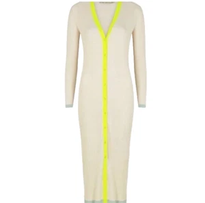 Alice + Olivia Women's Aria Soft White Button Front Long Rib Cardigan S/P NWT - Picture 1 of 8
