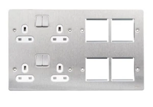 Schneider GU32204DMPWSS flache Medienplatte 2x 2 Gang + 4x EURO Modul Steckdosen (61) - Bild 1 von 4