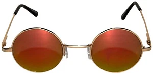RUNDE SONNENBRILLE ROT SPIEGELLINSE 43 mm GOLD METALLRAHMEN EIN PAAR KLEIN - Bild 1 von 6