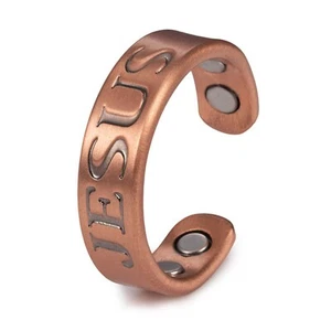 Anillo magnético de cobre puro de Jesús anillos de joyería cristiana con 4 imanes - Imagen 1 de 6