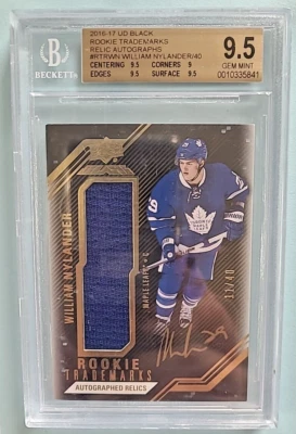 2016-17 William Nylander UD Black Rookie Trademarks Patch Auto RC /40 BGS 9.5/10 - Image 1 of 3
