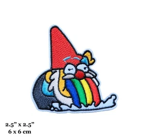 Gravity Falls Gnome Throwing Up Rainbow Meme Embroidered Iron On Patch - Picture 1 of 2