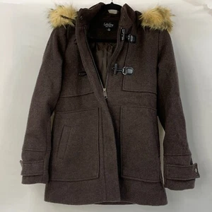 CoffeeShop Cappotto Borsone Donna Piccolo Marrone Full Zip Manica Lunga Pelliccia Felpa con Cappuccio - Foto 1 di 12