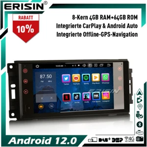 64GB Android 12 Autoradio GPS 4G Jeep Compass Wrangler Dodge Challenger Chrysler - Bild 1 von 12