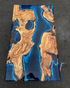 48 X 24 Inches Epoxy Resin Live Edge With Wood Dining Table & Gift For Christmas - Picture 1 of 1