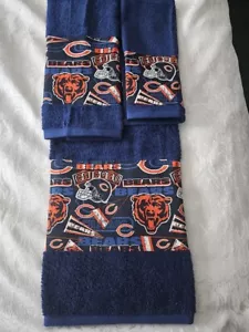 Chicago Bears 3 Piece Bath Towel Set Handmade GREAT GIFT!!! - Picture 1 of 1