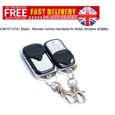NVM NT1016 / ELLARD / PM1 - REMOTE CONTROL FOB HANDSETS FOR ROLLE NVM NT1016 Ellard Fernbedienung 4 Rollläden 433Mhz Schlüsselanhänger Handsets