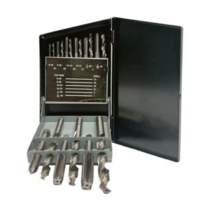 18 Pc HSS UNF Tap Drill Set High Speed Steel Drilling Bit Plug Chamfer Tap Drill - Picture 1 of 9