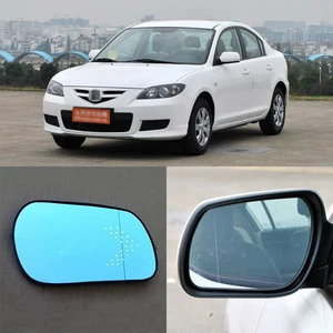 Rearview Mirror Blue Glasses LED Turn Signal with Power Heating For Mazda 3 - Picture 1 of 9
