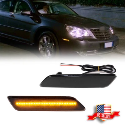 Smoked Amber LED Front Side Marker Reflector Lights For 07-10 Chrysler Sebring - Image 1 of 4