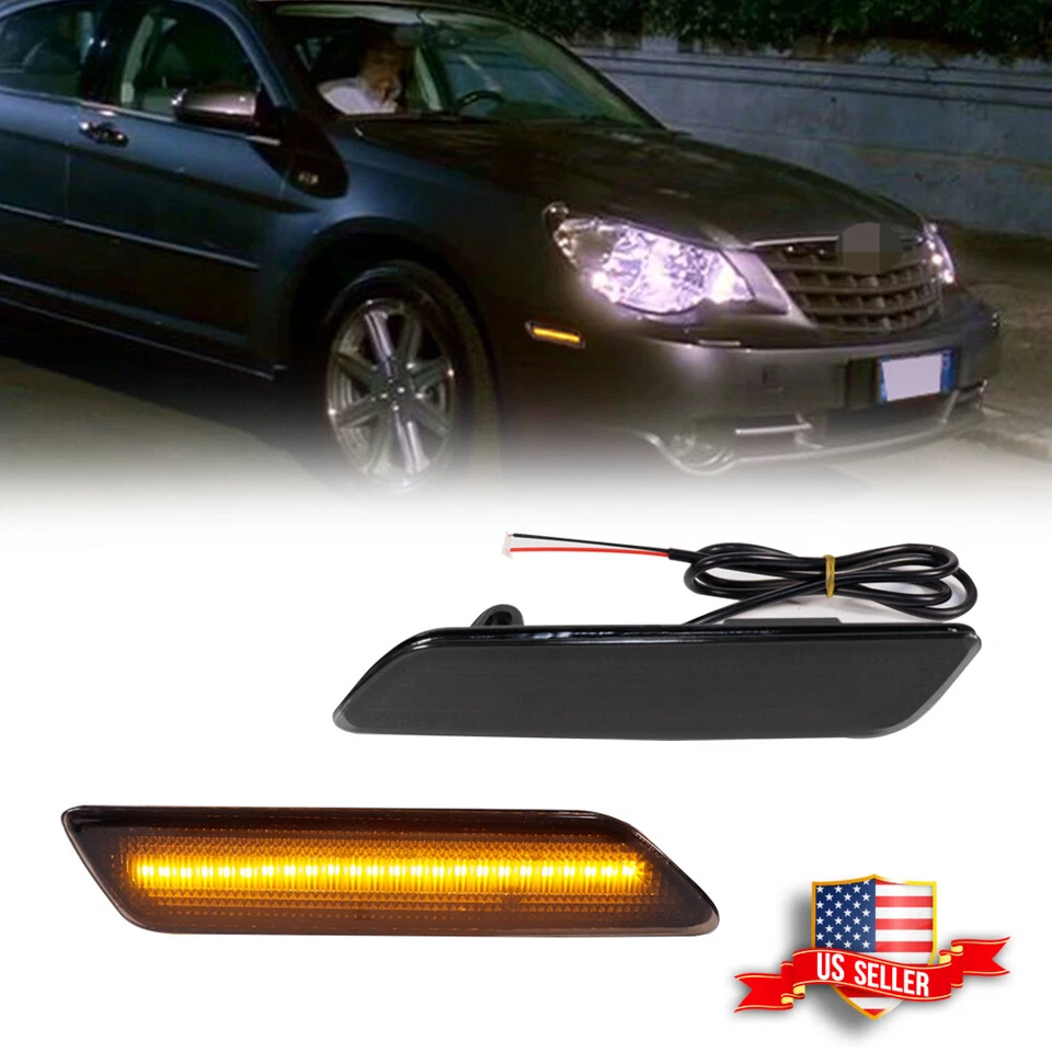 Smoked Amber LED Front Side Marker Reflector Lights For 07-10 Chrysler Sebring - Image 1 of 4