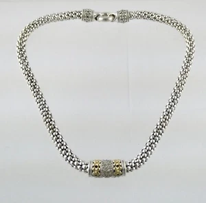 Gabrielle Bruni Sterlingsilber und vergoldeter natürlicher Diamant Halskette 36,9 g 17 Zoll - Bild 1 von 18