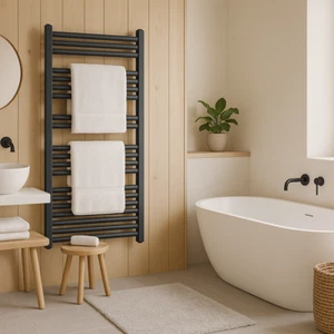 Badheizkörper Mittelanschluss Bad Heizung Bad Anthrazit Gerade Handtuchtrockner - Bild 1 von 23