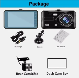 4" In Car Camera Recorder Dual Front and Rear HD 1080P Dash Cam Night Vision UK - Picture 1 of 4