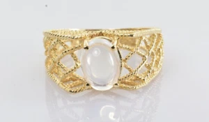 Anillo filigrana piedra lunar oro amarillo 14k 1,28 quilates talla 6 - Imagen 1 de 4