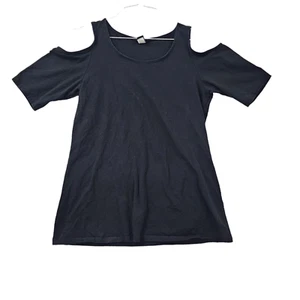 Torrid Cold Shoulder Top Short Sleeve Round Neck Black Womens Size 2 or 18/20 - Picture 1 of 12