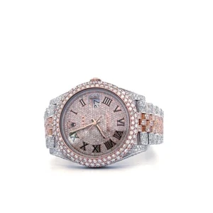 Rolex Datejust 41 Oyster 18K Rose & Steel Iced Out 25Ct Diamond Watch 126331 - Picture 1 of 8