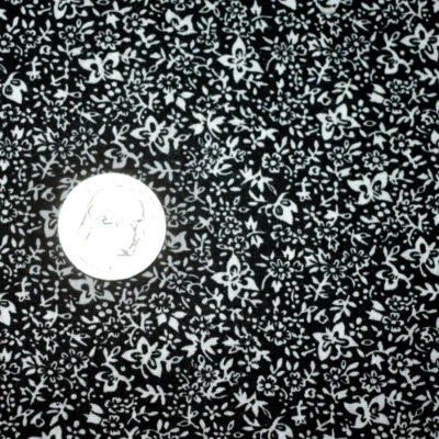 Vintage Tiny White Floral Butterfly Calico Print Fabric 3.81 yds Lx43"w Cotton - Image 1 of 4