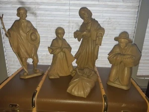 Krippe 43 cm Holz Oberammergau Handgeschnitzt Rarität hl. Familie 2 Hirten - Bild 1 von 10