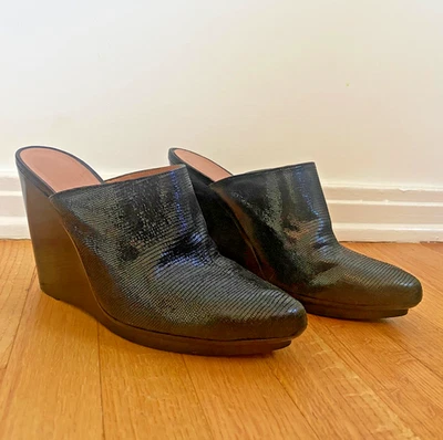 Robert Clergerie Leather Wedge Size 8 Heels Mule Slip On Women's  - Изображение 1 из 4