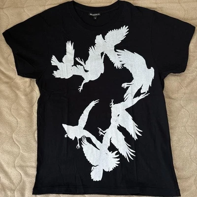 Ann Demeulemeester Graphic Logo Print T-Shirt Black Soft Cotton Short Sleeve - Image 1 of 4