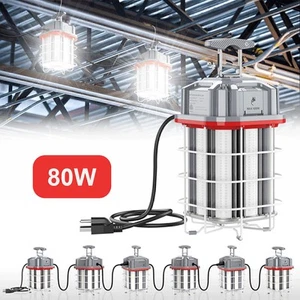 80W LED Temporary Work Light Bulb Linkable High Bay Fixture Outdoor Construction - Picture 1 of 12