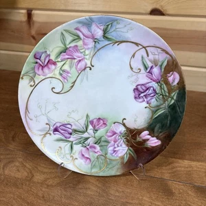 Haviland France~Hand-Painted Floral Plate~8"~Sweet Pea flowers - Picture 1 of 3