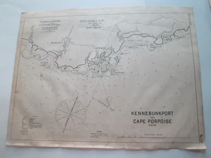 ORIGINAL 1917 GEO. W. ELDRIDGE HARBOR CHART "KENNEBUNKPORT, CAPE PORPOISE" - Picture 1 of 5