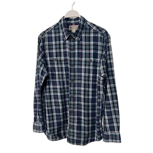 Camisa Duluth Trading Co Para Hombres Grande Free Swingin Franela Ajuste Azul Rojo Cuadros - Imagen 1 de 11