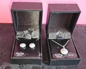 Diamond Cluster Button Stud Necklace & Earrings (1/10 ct. t.w. Each) - NIB - Picture 1 of 7
