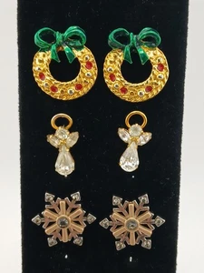Menge 4 Paar Weihnachten Weihnachtszeit Emaille Steine Ohrstecker - Bild 1 von 5