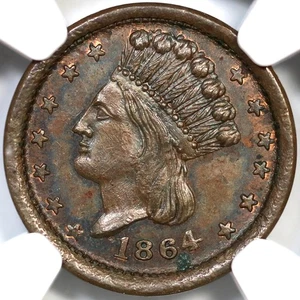 1864 F-56/161 a NGC MS 64 BN Principessa Indiana / IL NOSTRO ESERCITO Gettone Guerra Civile - Foto 1 di 3