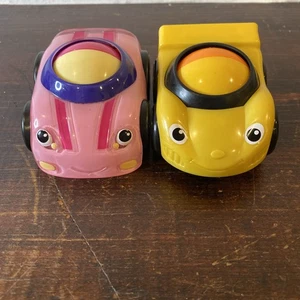 Set (2) Fisher Price Lil Zoomers Rollerball Autos pink & gelb 2010 Rennwagen - Bild 1 von 16