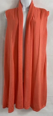 Joseph A Sz XL Orange Shawl Collar Duster Knit Cardigan Sweater Vest Sleeveless - Image 1 of 4