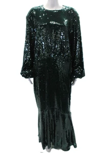 Vestido ROTATE Mujer Lentejuelas Manga Larga Cuello Redondo Ponderosa Verde Pino Talla 8 - Imagen 1 de 6