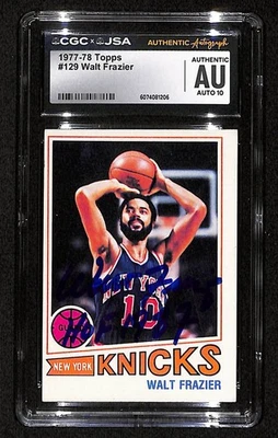 Tarjeta firmada/inscr 1977-78 de Walt Frazier HOF #129 Knicks CGC/JSA 200578 Foto 1 de 2