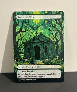 MTG - Overgrown Tomb - stile Van Gogh - carta per EDH e Playtest - Foto 1 di 1