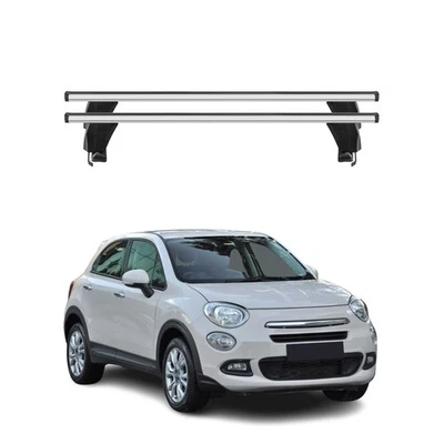 Se adapta a barras transversales de techo superior Fiat 500X 2016-2023 2 piezas aluminio gris Foto 1 de 4