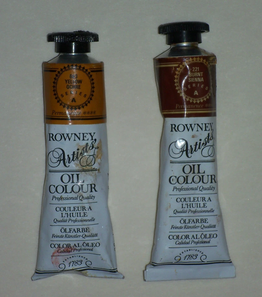 Lote de 2 pinturas al óleo esenciales Rowney paleta colores 37 ml tubo pintura al óleo vintage Foto 1 de 1