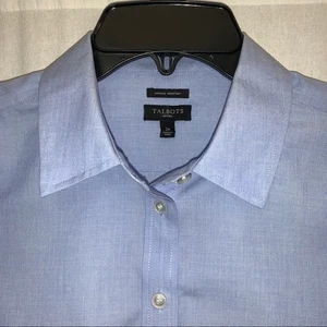 Talbots Damen knitterarm tailliert blau Knopfleiste Bluse Top Größe 2P - Bild 1 von 4