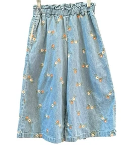 Mini Boden Girls Floral Chambray Culotte Pants 7 years Cottagecore Bohemian - Picture 1 of 5