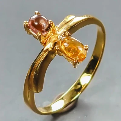 Кольцо ручной работы с натуральным турмалином серебро 925 пробы размер 7/R441569 - Изображение 1 из 4