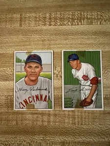 1952 Bowman Gum Baseball Rookie Card Harry Perkowski Frank Smith Cinn Reds - Picture 1 of 7