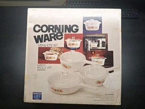 Corning Ware Menu-ette Set P-100-8 Spice O'Life Design Saucepan Skillet - Picture 1 of 4