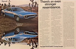 1972 Plymouth Road Runner & Satellite Coupe Foto "Resemblance" 2-seitige Druckanzeige - Bild 1 von 1