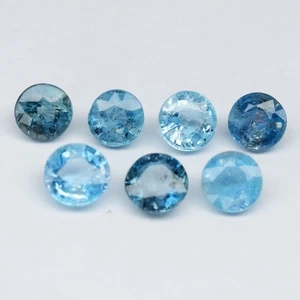 π 3.05ct 7pcs Lot Round Natural Blue Aquamarine - Unheated, Mozambique Gemstone - Picture 1 of 5