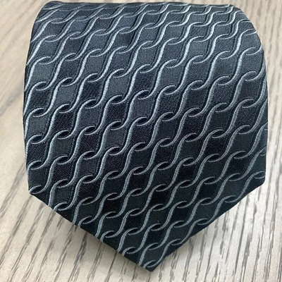 DOLCE & GABBANA Men's 100% Silk Necktie ITALY Luxury Geometric Black & Gray Tie - Image 1 of 4